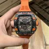 RicharsMilles Uhren Herren Luxus Mechanik Armbanduhr Business Freizeit Rm11-03 Multifunktions-Automatikmaschine Orange Kohlefaserband Watc