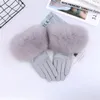 Перчатки с пятью пальцами, перчатки из овчины с натуральной меховой отделкой, женские перчатки из натуральной кожи, теплые перчатки для запястья, зимние теплые модные варежки, флисовая подкладка 231017