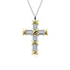 2020 New ArrivicユニークなINS Luxury Jewelry 925 Sterling Silver Princess Cut Topaz Cross Pendant Party Women Wedding Link Chain Nec2599