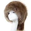 Berretti 2023 di Modo Antivento Peluche Cosacco Stile Russo Delle Donne di Inverno Morbido Sci Paraorecchie Cappelli Caldo Rotondo Cappello Piatto Copricapo Femminile