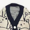 Men's Sweaters Harajuku Cartoon Cat Cardigan Sweater Men Streetwear Pattern College Knitwear Casual Knitted Japanese Knit Jacket Women Unisex 231018