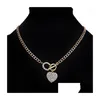 Pendentif Colliers Femme Lien Chaîne Bling Strass Bascule Fermoir Coeur Romantique Amour Pendentif Collier Court Pour Les Femmes Cadeau Glacé Je Dhjta