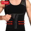 Taille Tummy Shaper CXZD taille formateur ceinture musculaire chemise hommes minceur corps Shaper ventre gilet maille chaîne Corset Correction Abdomen débardeur 231018