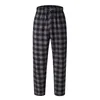 Calças de dormir masculinas xadrez moda solta calças casuais pijama mens com bolsos treinamento pantalones hombre esporte