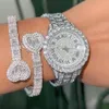 Mode Iced Out hip hop Baguette CZ Bracelet en forme de coeur Bracelet de manchette réglable Micro Pavé Bling 5A Zircone Cubique Amant de Luxe 259k