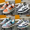 Abloh Trainer Zapatillas de deporte Marca de lujo Zapatos casuales Textura esmerilada Gel de piel de becerro Suela de goma inyectada Pareja Zapatos deportivos de moda 35-46