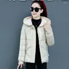 Women's Down Custom OEM 2023 Fashion Chic Bright Face Winter Cotton Padde Hooded Jacket Kort glänsande puffer med huva