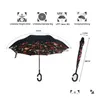 Umbrellas 52Colors Inverted Reverse Folding Umbrella Upside Down With C-Shaped Handle Anti Uv Waterproof Windproof Rain For Women An Dhsaf