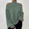 Women's Blouses Women Fall Spring Top Hollow Out Off Shoulder Lady Elastic Blouse Rhombus Texture Long Sleeve Soft Casual