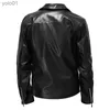 Men's Leather Faux Leather 2022 printemps automne mode hommes Streetwear noir veste en cuir PU hommes fermeture éclair Hip Hop manteau moto Faux Leather JacketsL231018