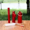 Nuovo kit contenitore per cannucce per tubo da sniffer in alluminio per tabacco da fiuto, barattolo per erbe aromatiche, con cucchiaio, accessori per fumatori