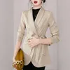 Trajes de mujer 2023 Otoño Primavera Señoras Oficina Blazer Abrigo Diseñador Moda Mujer Cuello con muescas Sólido Cordón Cinturón Ropa de trabajo Traje Outwear