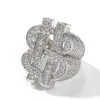 Hiphop Rapper Ring For Men New Fashion Hip Hop Full Bling CZ Iced Out Dollar Ring Mens Ice Out Diamond Jewelry