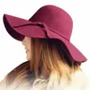 Chapeaux larges chapeaux seau automne hiver femmes filles chapeaux melon élégant doux Vintage feutre Fedoras mode solide dames disquette chapeau large bord dôme casquette 231018