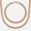 Комплект ожерелья и серег 6 мм, браслет для женщин и мужчин, браслет-цепочка с вихревыми звеньями, браслет из розового золота 585 пробы, модный браслет LCS05A