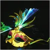 Masques de fête Masques de fête 10pcs LED Glow Flash Light Up Plumes Mascarades Costumes vénitiens Costume de mariage d'anniversaire Carniva Dhgarden Dhsli