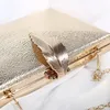 Abendtasche Hochzeit Clutch Bag Gold Geldbörse Damen Handtasche Party für Braut Metall Blatt Schloss Schulter Frauen Taschen 231017