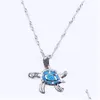 ペンダントネックレスオパールタートルペンダントネックレス925 Sterling Sier Chain Fashion Animal Design Uni Charm Necklace Party Jewelry for Wom Dhxnx