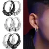 Boucles d'oreilles créoles WKOUD rétro Cool Punk hommes en acier inoxydable Dragon Hip Hop Stud boucle d'oreille ronde pendentif pour hommes Rock déclaration bijoux