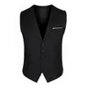 Men's Vests Mens Suit Grey Black Single Breasted Tailored Collar Male Waistcoat Slim Fit Formal Business Vest Homme Working Clothes