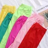 VISNXGI Damen-Leggings, einfarbig, glänzend, elastisch, Freizeithose, fluoreszierendes Spandex, knöchellang, gestrickter Boden, 231018