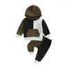 Clothing Sets Baby Boy Girl Contrast Color Long Sleeve Hooded Sweatshirt And Pants Set For Fall Winter - Stylish 2-Piece Outfit Infants