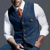 Mens Jackets Vests Tweed Suit Business Clothing for Men Striped Waistcoat Steampunk Vest Groomman Wedding Brwon Black Grey jacket 231018