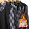 Maglioni da uomo Maglione con colletto a camicia in lana 2023 Moda Autunno Inverno Griglia Solido velluto caldo addensato