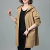 Trench da donna Cappotto Donna 2023 Primavera Autunno Solido Cerniera allentata Giacca a vento femminile di mezza età Cappotto Gabardina Mujer M-5XL N97