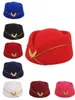 Air Hostesses Beret Hat Wool 펠트베이스 캡 항공사 Stewardess 섹시한 형식 유니폼 모자 캡 액세서리 롤 플레이 Th4548126