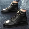 Robe en peau de serpent rouge High Top Flat Sneakers décontractés Zipper Club Fashion Hip Hop Streetwear Men Designer Chaussures