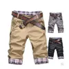 Mode Men's Causal Fit Croped Rolled-Up Cotton Slim Plaid Shorts Pants 288U