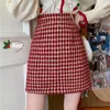 Spódnice Mini Women Sweet Houndstooth A-Line A-Line Vintage Kawaii Winter-Match Y2K Trendy Faldas est Friends French Style