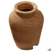 Vaser Wicker Basket Rattan Hanging Flower Pot Flower Storage Vase Rustic Woven Pot Drop Delivery Home Garden DH2R5