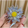 Brooches Luxury Snowflake Copper Brooch Exquisite Design Zircon Women's Suit Coat Accessories Sunflower Pins Gift For Freinds