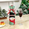 Décorations de Noël 1PC Couverture de bouteille de vin Dessin animé Père Noël Bonhomme de neige Sacs de champagne Noël 2024 Année Table de dîner Décor