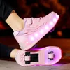 Dress Shoes Roller Skate For Kids 2 Wheels Sports Sneakers Boys Girls Fashion Lighted Led Flashing Children Toys Gift Game Boots 231110