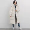 Womens Down Parkas Winter Jacket Women Long Loose Korean Fashion Hooded Puffer Coat Thick Warm Drawstring Waterproof Snow Outwear 231018