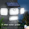 Gun Lights Lumières solaires extérieures 278 LED 1200LM Lumières de sécurité solaires contre les inondations avec capteur de mouvement IP65 étanche 4 têtes Spot Applique murale 231018