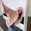 Womens Fur Faux Hooded Coat for Women Korean Fluffy Jacket Plush Overcoat Warm Clothes Monochromatic Pink Winter 231018