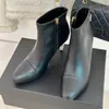 Bottes de luxe à talons hauts et fins pour femmes, fermeture éclair, confortables, en cuir souple, tissu doux, 2024