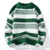 Männer Pullover Qualität Kaschmir Gestrickte Pullover Herbst Winter Einfache Streifen Pullover Männliche Klassische Mode Weiche Warme Pull Homme