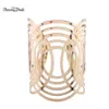 Banny Pink Chunky Alloy Hollow Geo Channel Seting Bangle Armband för kvinnor Big Metal Bangle Fashion Hand Hand smycken Pulsears Q0719192Q