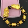 Charm Bracelets Gold Bracelet Imitation Vietnam Shakin Six-character Mantra Beaded Sand Good Luck Chinese Double Pixiu Jewelry261o