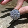 S925 argent Sterling couleur fleur forte grands anneaux de pierre de Zircon pour les femmes mode bijoux de fiançailles de mariage 2019 P0818273a