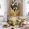 Decorative Flowers 10/1pcs Shiny Artificial Leaves Christmas Tree Glitter Gold Silver Leaf Simulated Branches Wreath DIY Gifts Ornaments