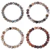 Natural Stone Armband Armband Women Men Stone Mala Pärlor Charms Meditation Etnisk labradorite agater smycken Gem Gift1213h