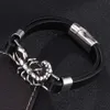 Pulsera de escorpión de acero inoxidable con personalidad, joyería para hombre, brazaletes de cuero negro, hebilla magnética, pulsera masculina PD0477254u