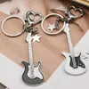 Keychains Fashion Guitar Key Chain Metal KeyChain Cute Musical Car Ring Silver Color Pendant For Man Women Party Gift