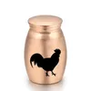 Chicken Engraved Cremation Memorial Urn Ashes Holder Aluminum Alloy Small Keepsake Urns for Human Pet Ashes 16x25mm3034